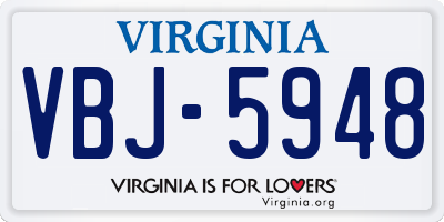 VA license plate VBJ5948