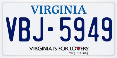 VA license plate VBJ5949