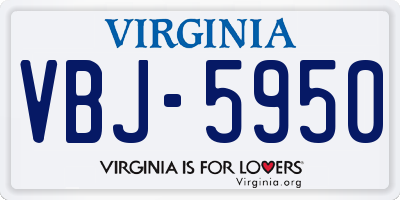 VA license plate VBJ5950