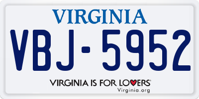 VA license plate VBJ5952