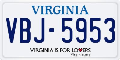 VA license plate VBJ5953