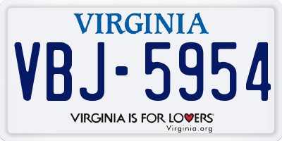VA license plate VBJ5954