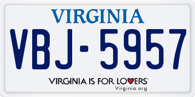 VA license plate VBJ5957
