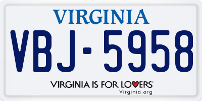 VA license plate VBJ5958