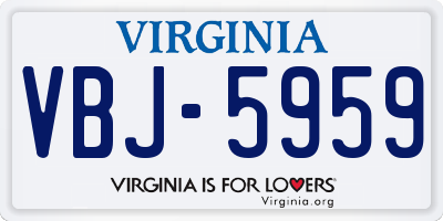 VA license plate VBJ5959