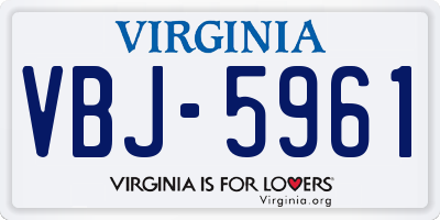 VA license plate VBJ5961