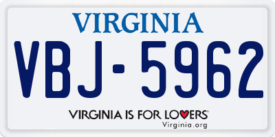 VA license plate VBJ5962
