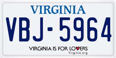 VA license plate VBJ5964