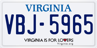 VA license plate VBJ5965