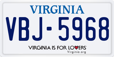 VA license plate VBJ5968