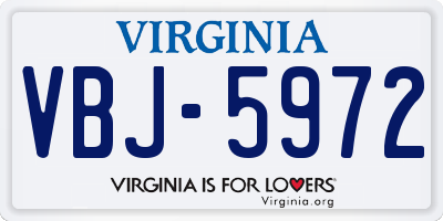 VA license plate VBJ5972