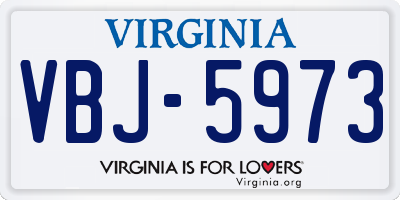 VA license plate VBJ5973
