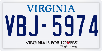 VA license plate VBJ5974