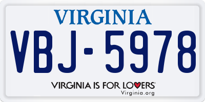 VA license plate VBJ5978