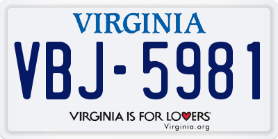 VA license plate VBJ5981