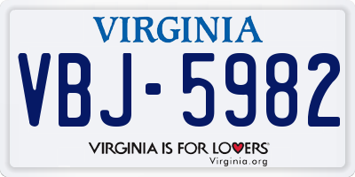 VA license plate VBJ5982