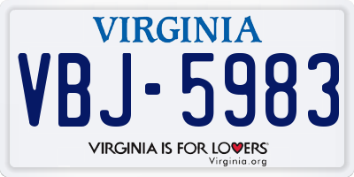 VA license plate VBJ5983