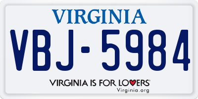 VA license plate VBJ5984