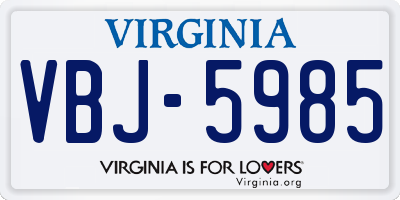 VA license plate VBJ5985