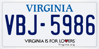 VA license plate VBJ5986