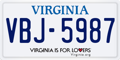 VA license plate VBJ5987