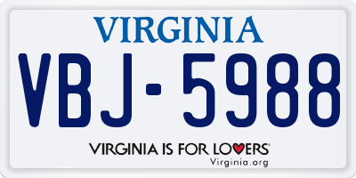 VA license plate VBJ5988