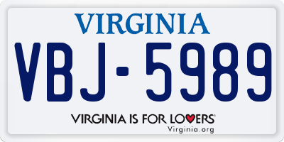 VA license plate VBJ5989