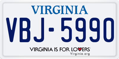 VA license plate VBJ5990