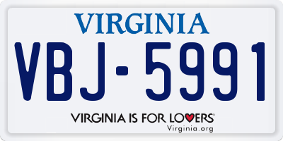 VA license plate VBJ5991