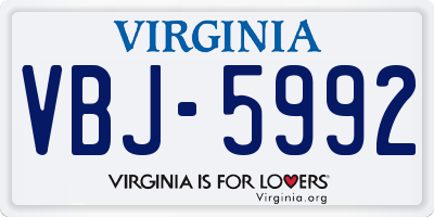 VA license plate VBJ5992