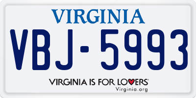 VA license plate VBJ5993