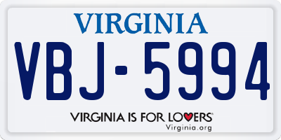 VA license plate VBJ5994