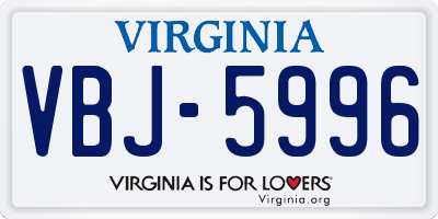 VA license plate VBJ5996
