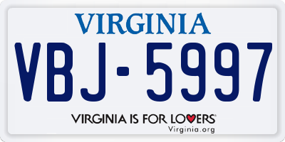 VA license plate VBJ5997
