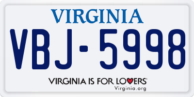 VA license plate VBJ5998