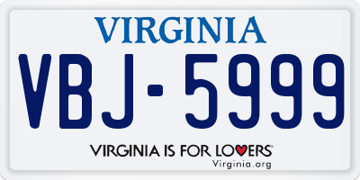 VA license plate VBJ5999