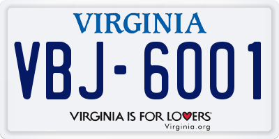 VA license plate VBJ6001