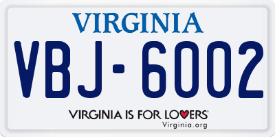 VA license plate VBJ6002