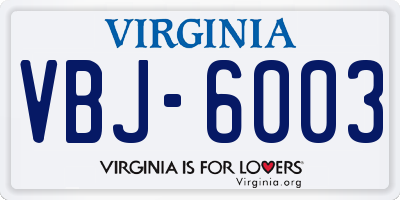 VA license plate VBJ6003