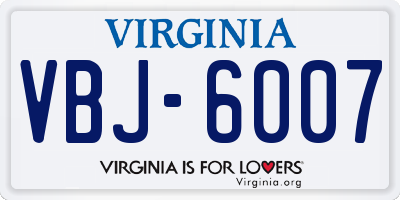 VA license plate VBJ6007