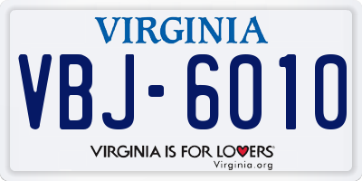 VA license plate VBJ6010