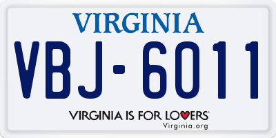 VA license plate VBJ6011
