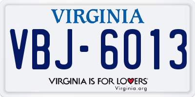 VA license plate VBJ6013