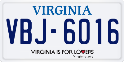 VA license plate VBJ6016
