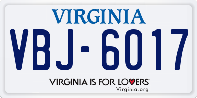 VA license plate VBJ6017