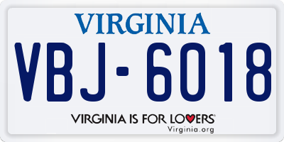 VA license plate VBJ6018