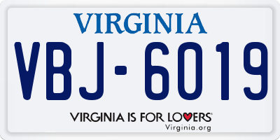 VA license plate VBJ6019