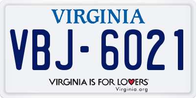 VA license plate VBJ6021