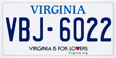 VA license plate VBJ6022