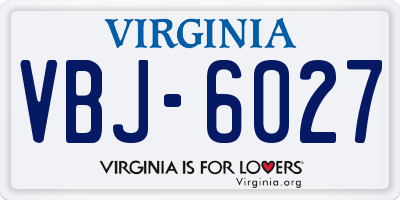 VA license plate VBJ6027